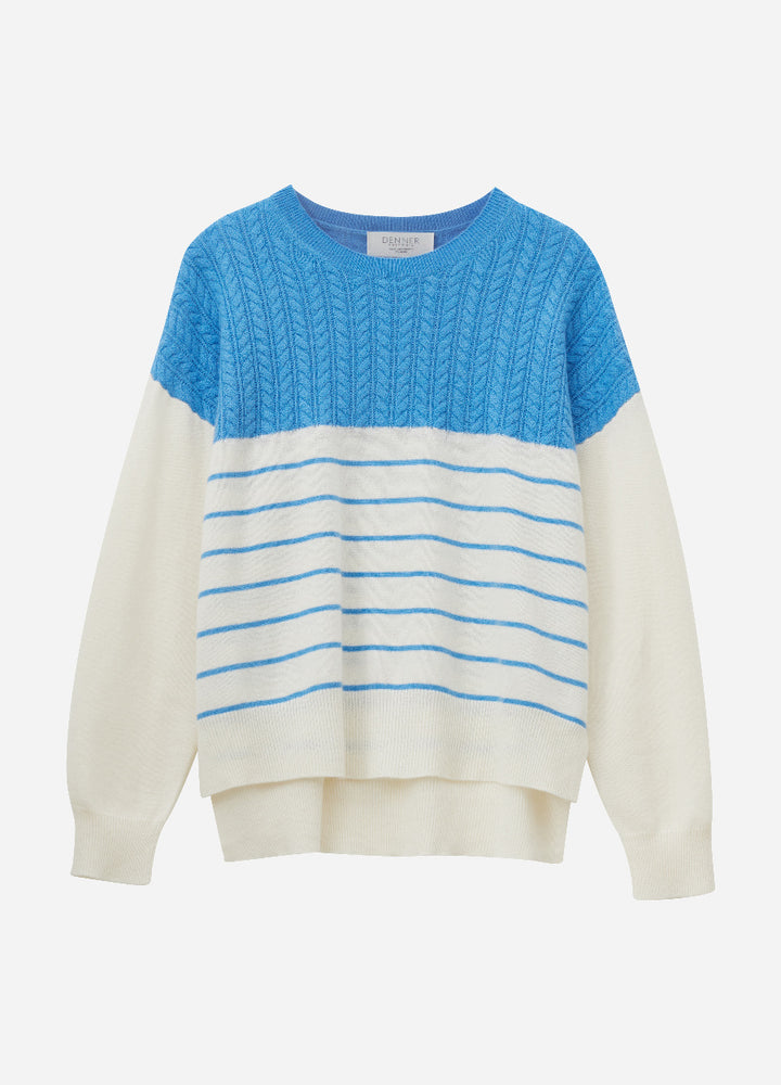 Cashmere Cable-Yoke Striped Jumper