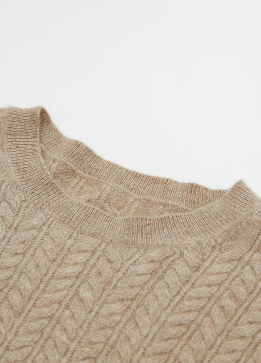 Cashmere Cable-Yoke Striped Jumper