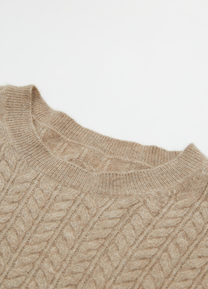 Cashmere Cable-Yoke Striped Jumper