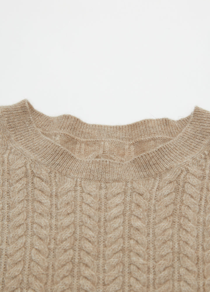 Cashmere Cable-Yoke Striped Jumper