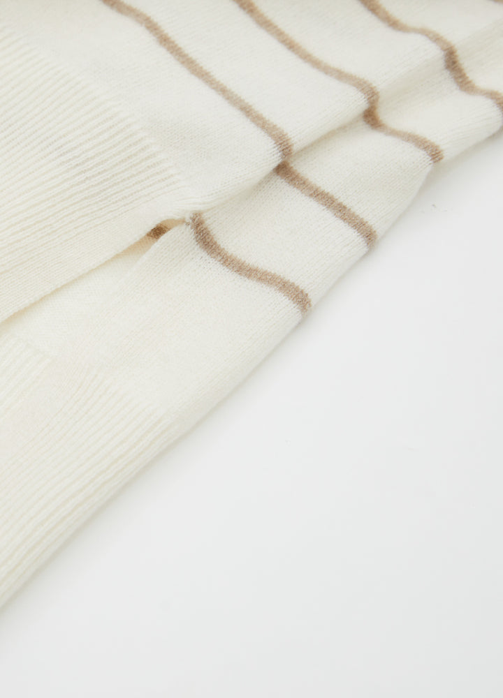 Cashmere Cable-Yoke Striped Jumper