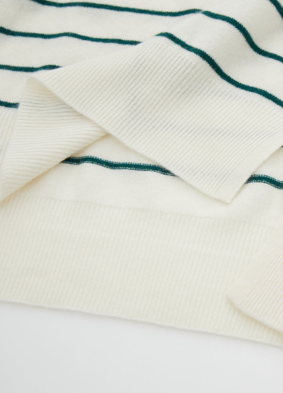 Cashmere Cable-Yoke Striped Jumper
