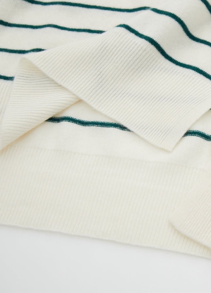 Cashmere Cable-Yoke Striped Jumper