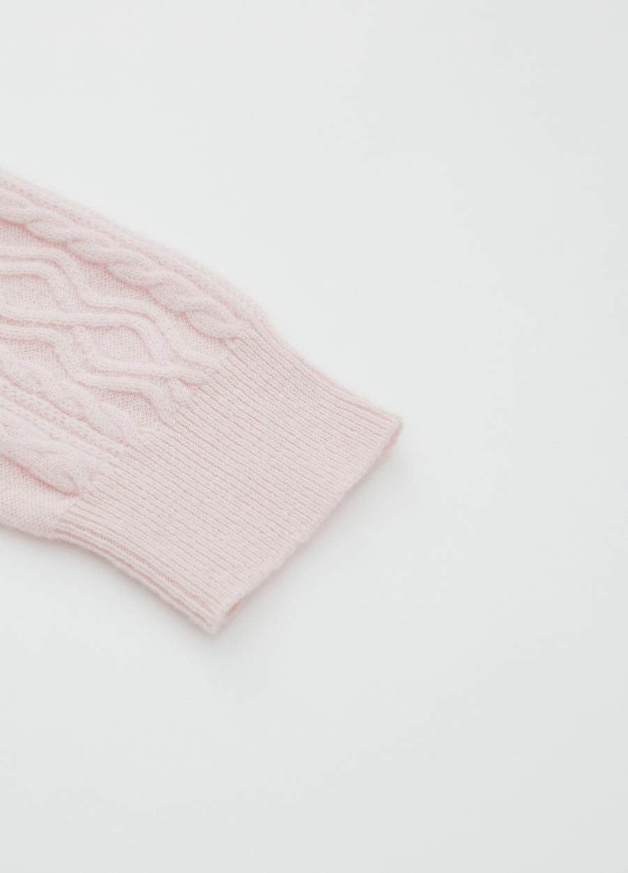 Cashmere Diamond-Cable Hooded Cardigan