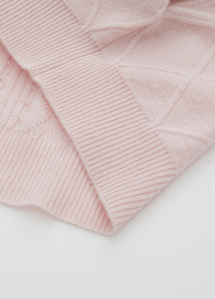 Cashmere Diamond-Cable Hooded Cardigan