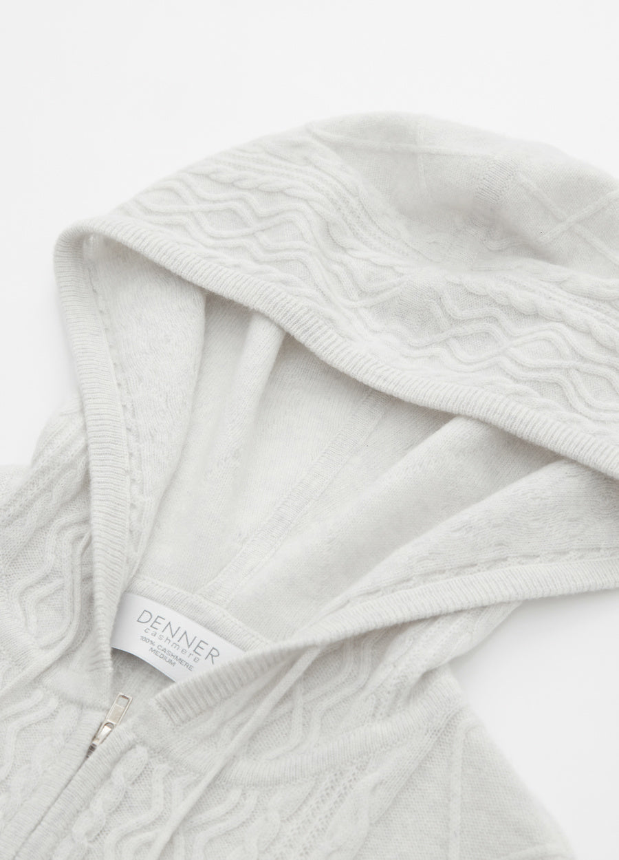 Cashmere Diamond-Cable Hooded Cardigan