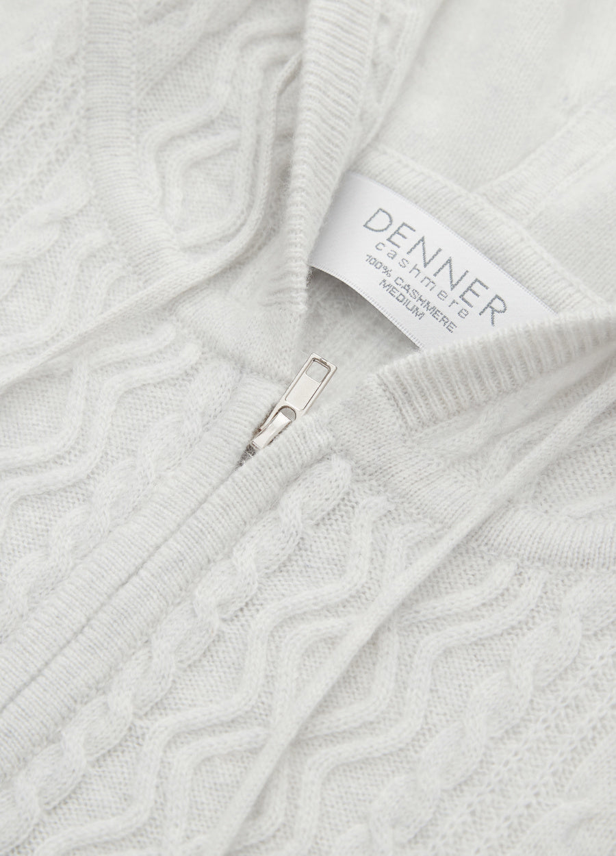 Cashmere Diamond-Cable Hooded Cardigan