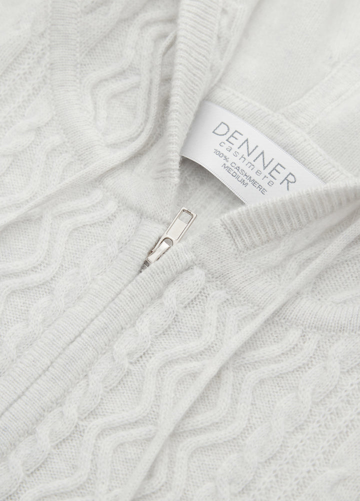 Cashmere Diamond-Cable Hooded Cardigan