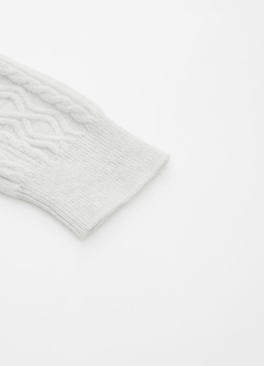 Cashmere Diamond-Cable Hooded Cardigan