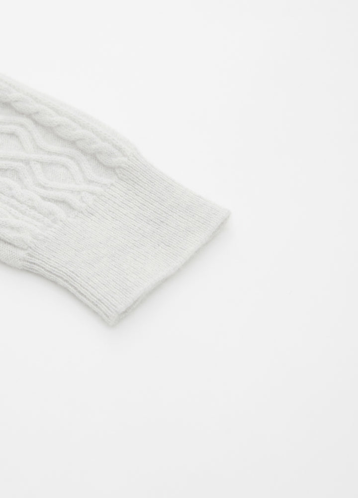 Cashmere Diamond-Cable Hooded Cardigan