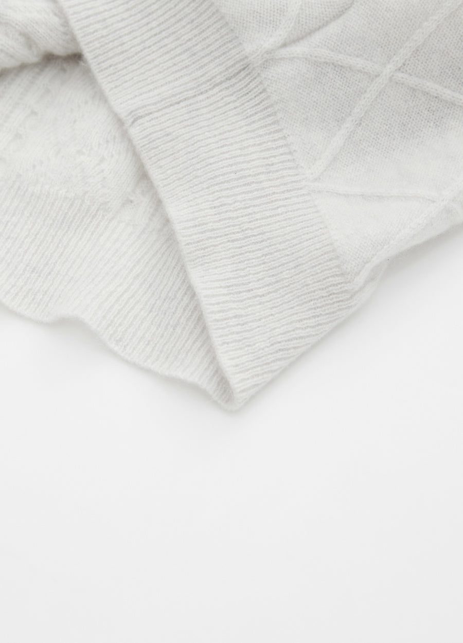 Cashmere Diamond-Cable Hooded Cardigan