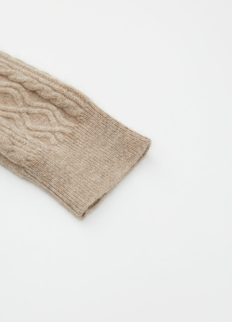 Cashmere Diamond-Cable Hooded Cardigan