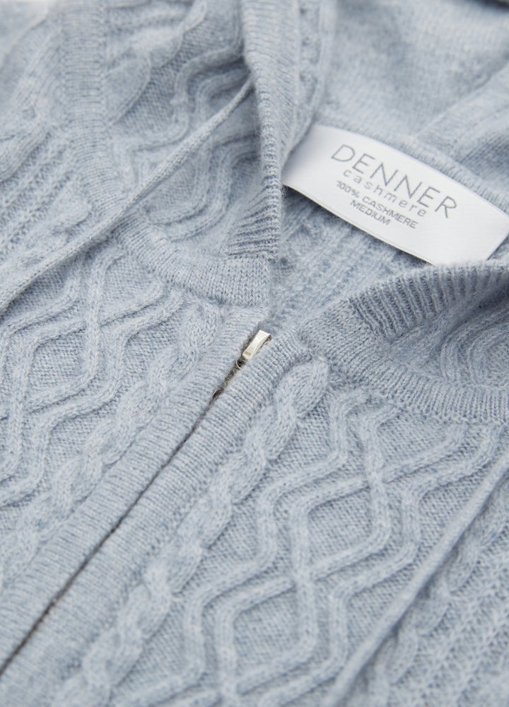Cashmere Diamond-Cable Hooded Cardigan