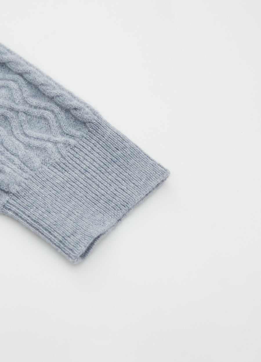Cashmere Diamond-Cable Hooded Cardigan