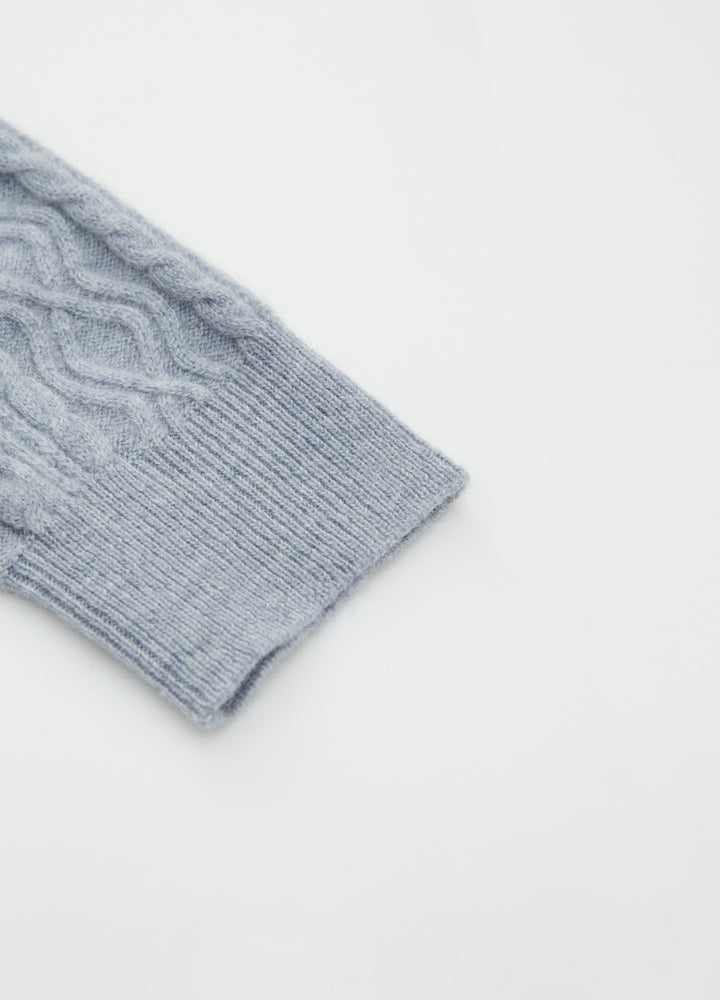 Cashmere Diamond-Cable Hooded Cardigan