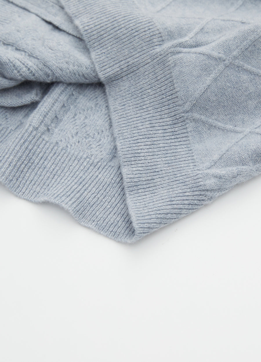 Cashmere Diamond-Cable Hooded Cardigan