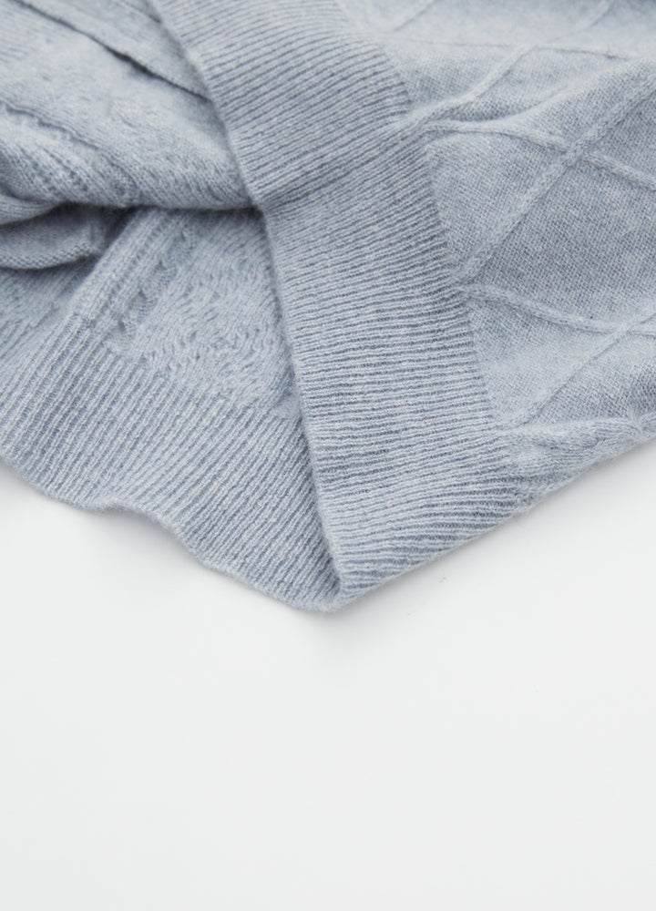 Cashmere Diamond-Cable Hooded Cardigan
