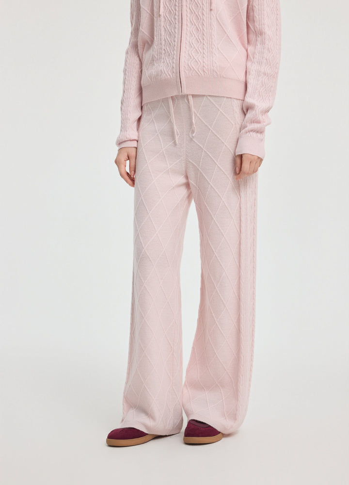 Cashmere Diamond Cable Trousers