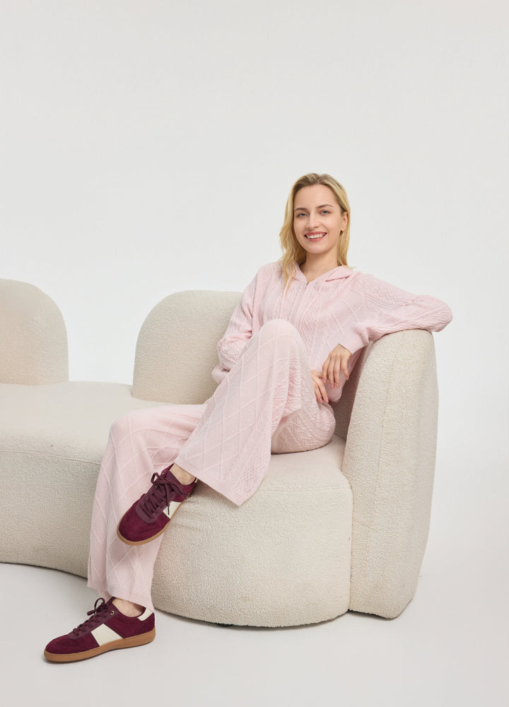 Cashmere Diamond Cable Trousers
