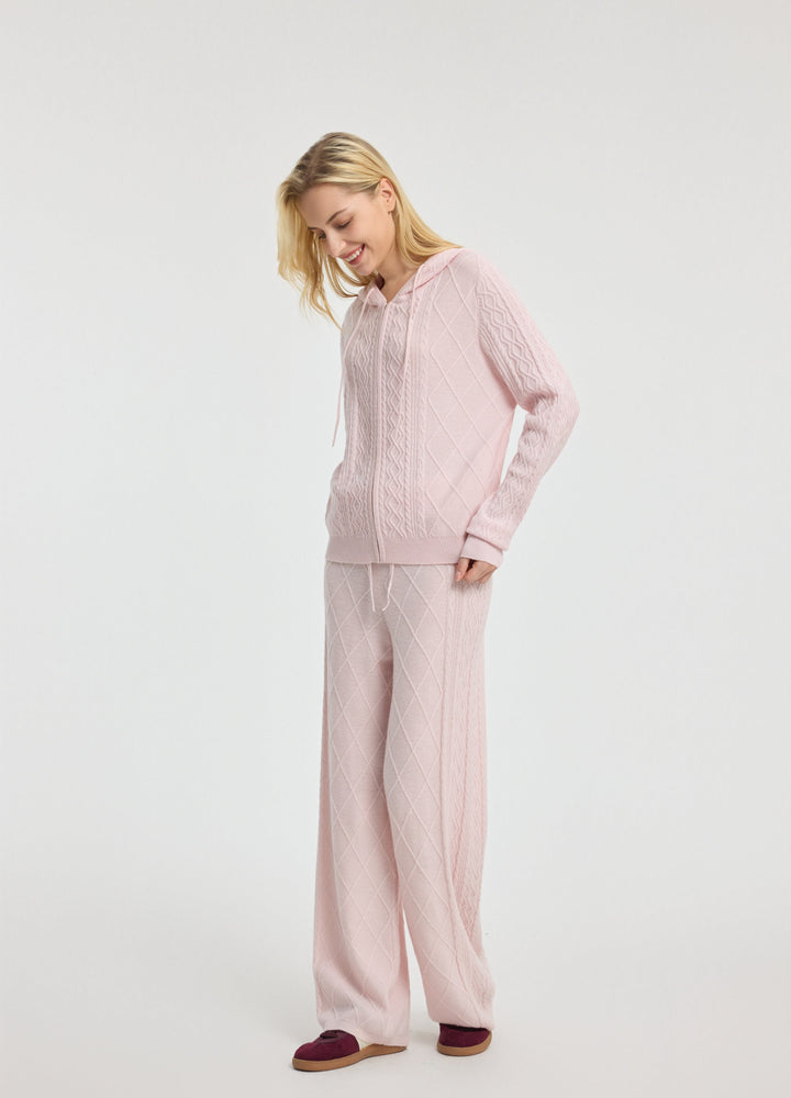 Cashmere Diamond Cable Trousers