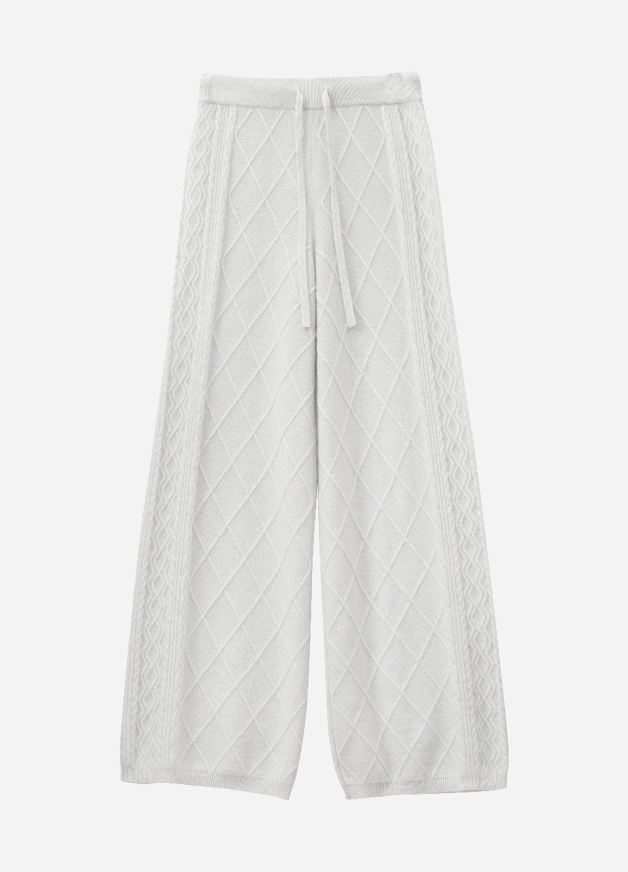 Cashmere Diamond Cable Trousers