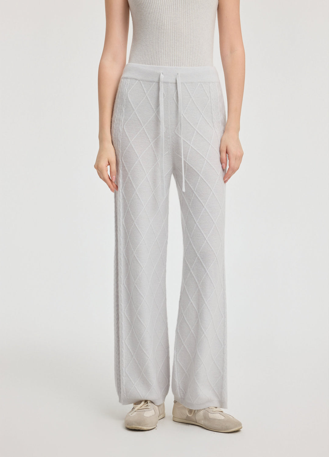 Cashmere Diamond Cable Trousers
