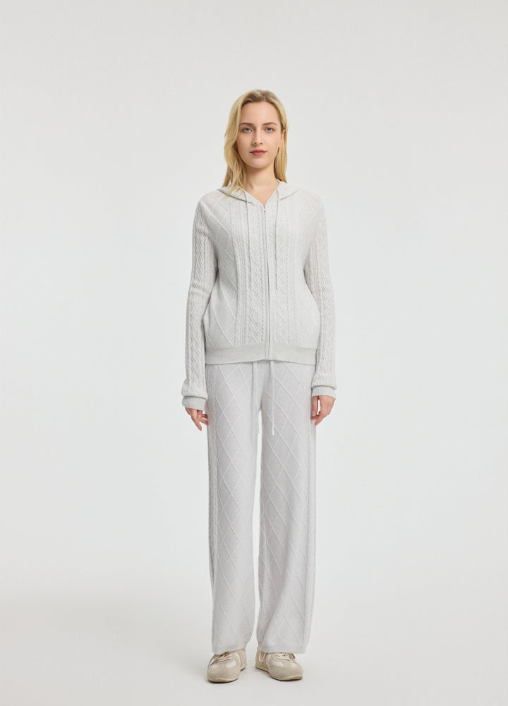 Cashmere Diamond Cable Trousers