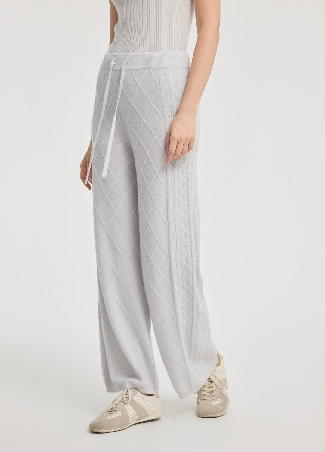 Cashmere Diamond Cable Trousers