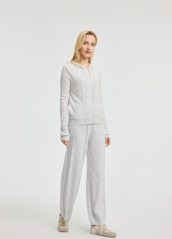 Cashmere Diamond Cable Trousers