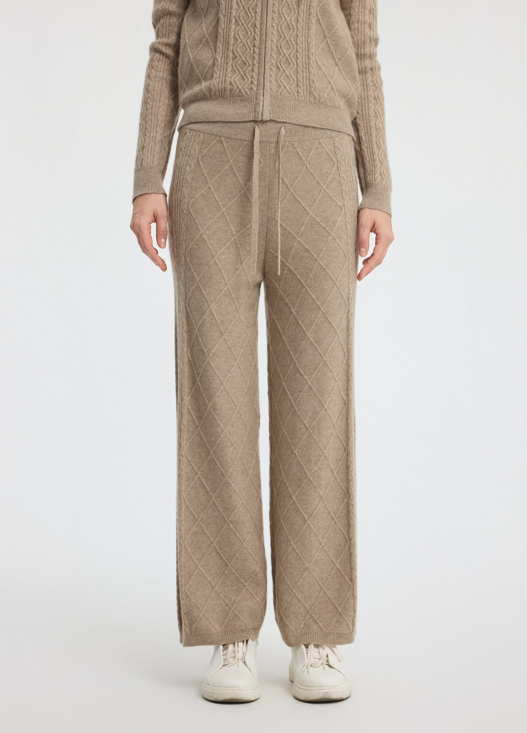 Cashmere Diamond Cable Trousers