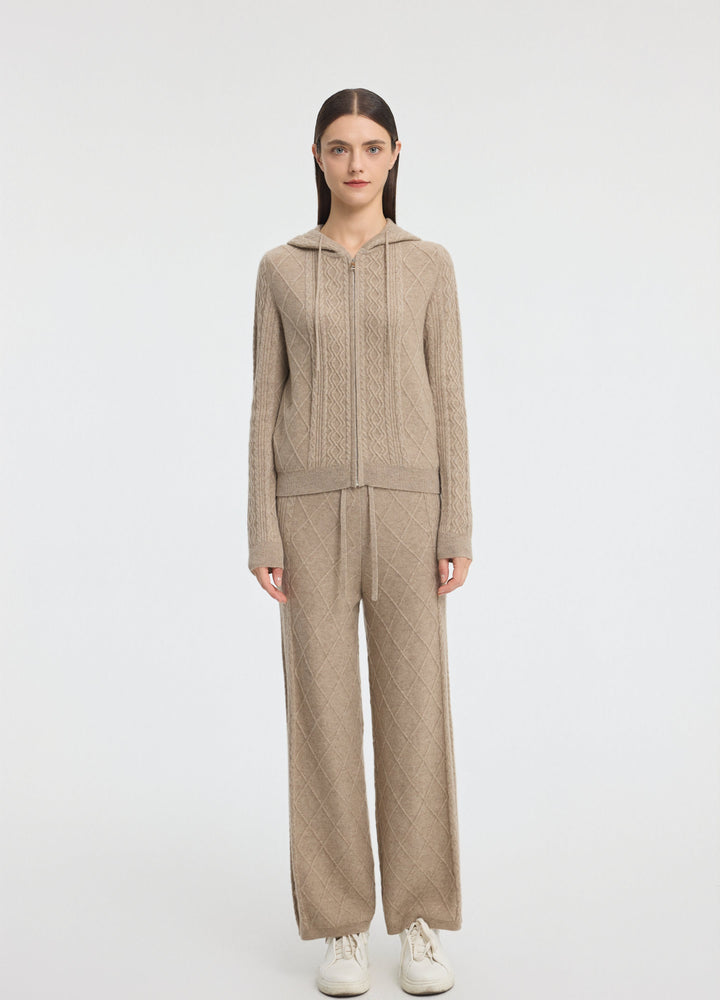 Cashmere Diamond Cable Trousers