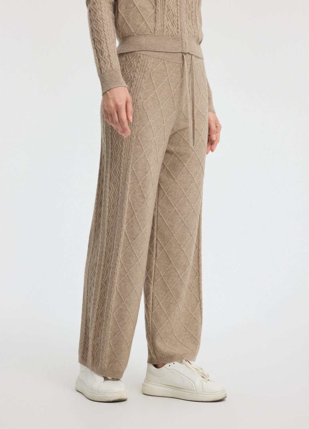 Cashmere Diamond Cable Trousers