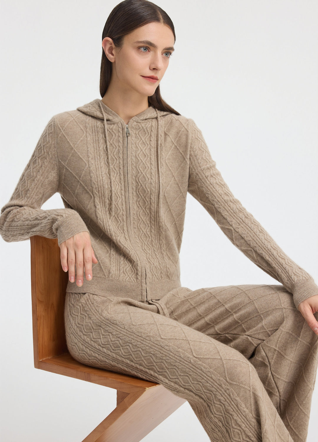 Cashmere Diamond Cable Trousers