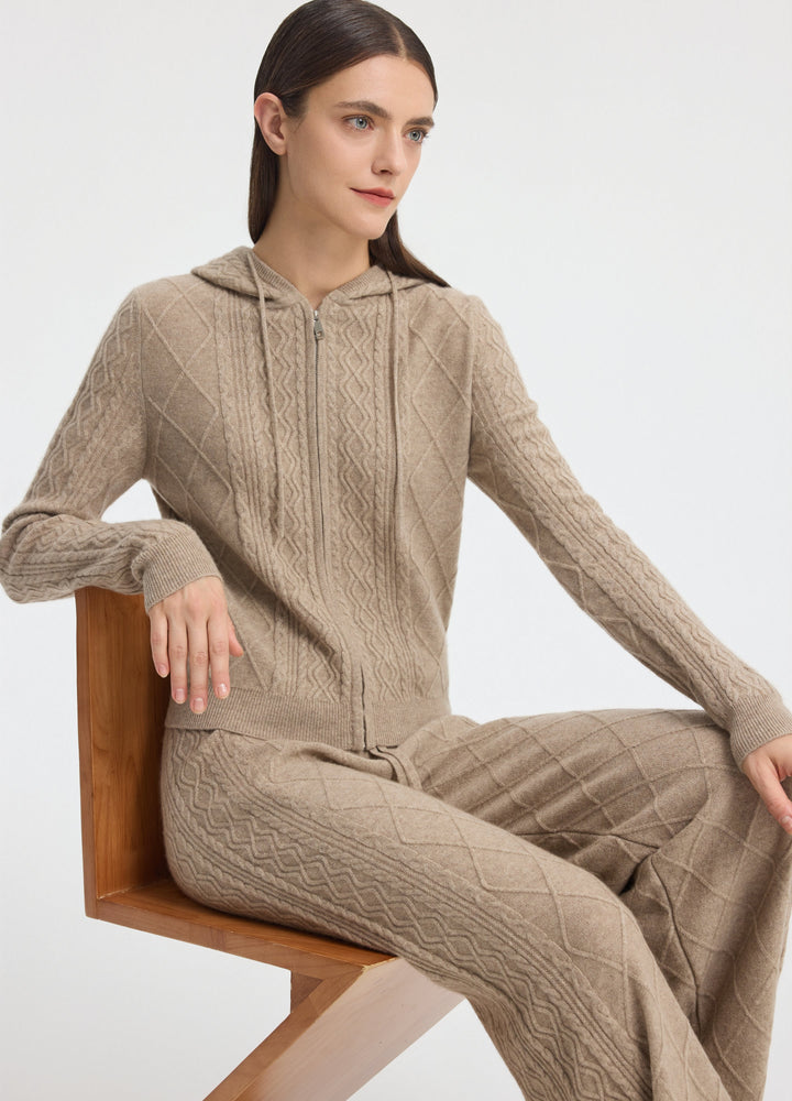 Cashmere Diamond Cable Trousers