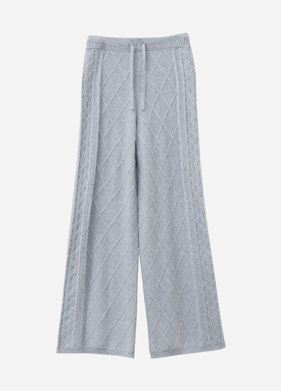 Cashmere Diamond Cable Trousers