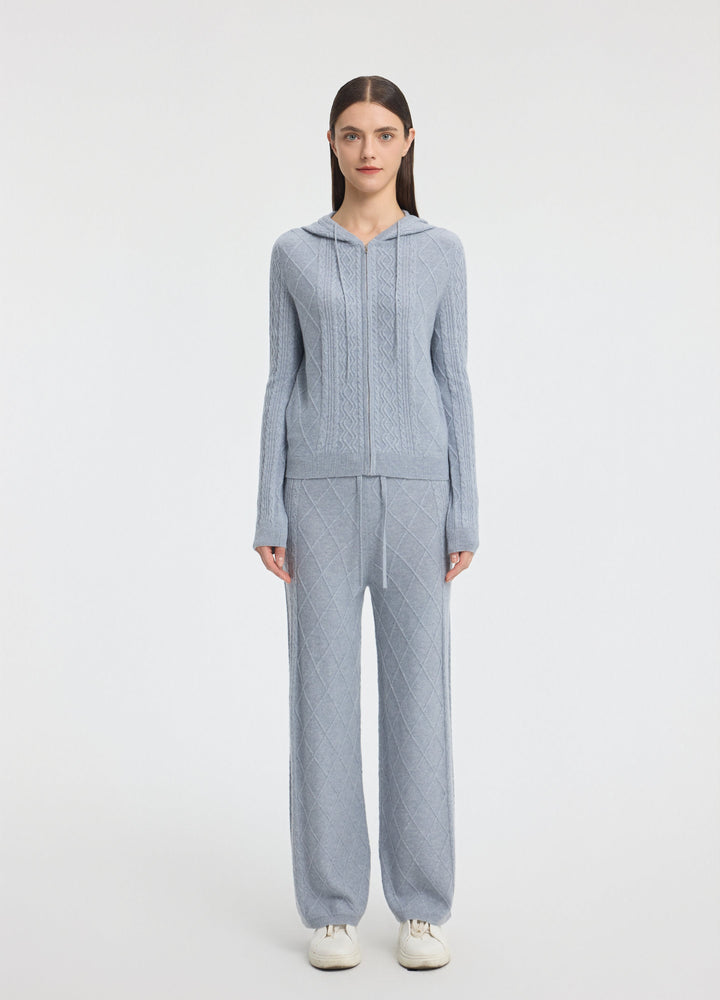 Cashmere Diamond Cable Trousers