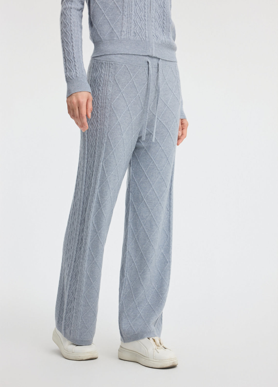 Cashmere Diamond Cable Trousers