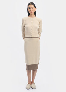 Cashmere Contrast Trim Skirt