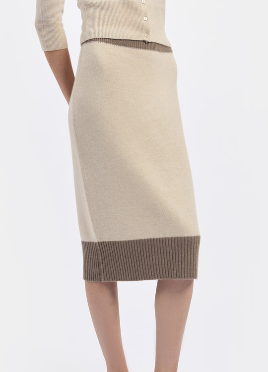 Cashmere Contrast Trim Skirt