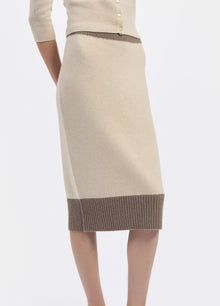 Cashmere Contrast Trim Skirt