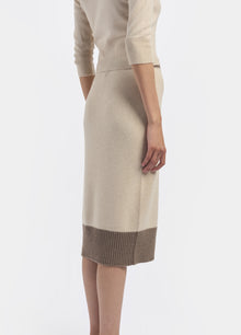 Cashmere Contrast Trim Skirt