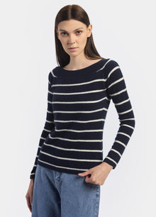 Cashmere Stripy Boat Neck