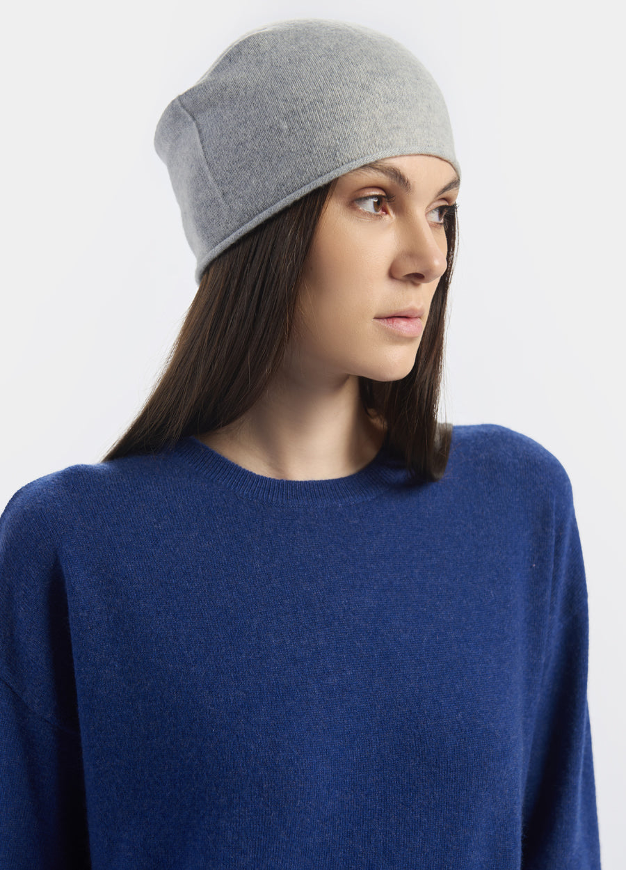 Denner cashmere Knitted Hat (Classic Colours) in Super Grey