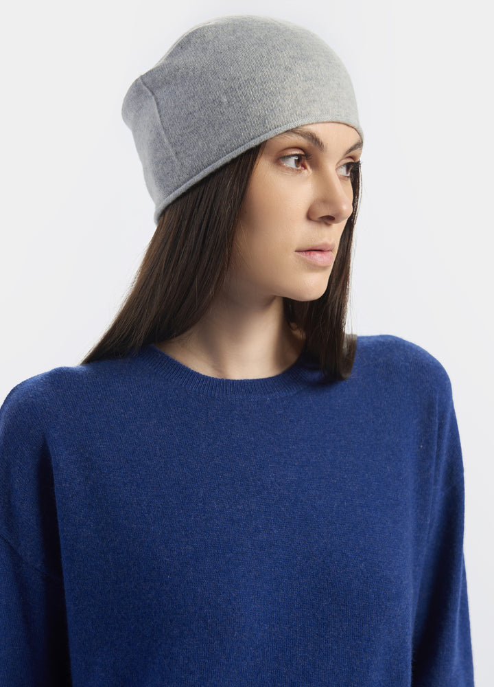 Denner cashmere Knitted Hat (Classic Colours) in Super Grey