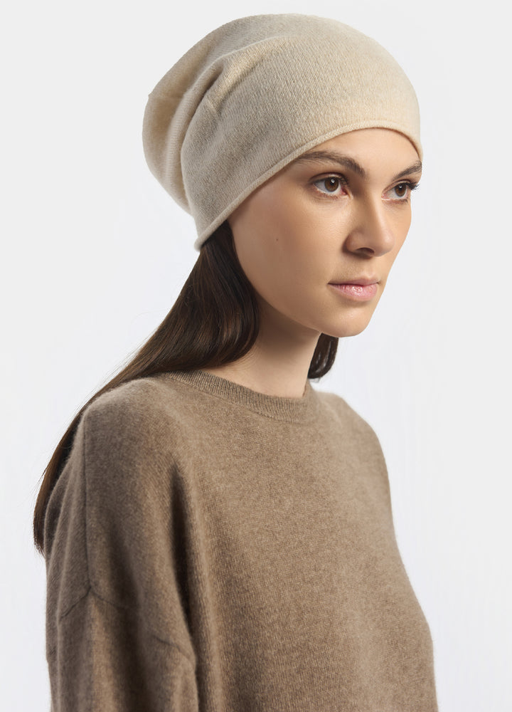Denner cashmere Knitted Hat (Classic Colours) in Antique White