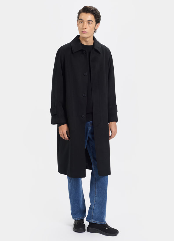 Denner men's cashmere Raglan Coat in Black