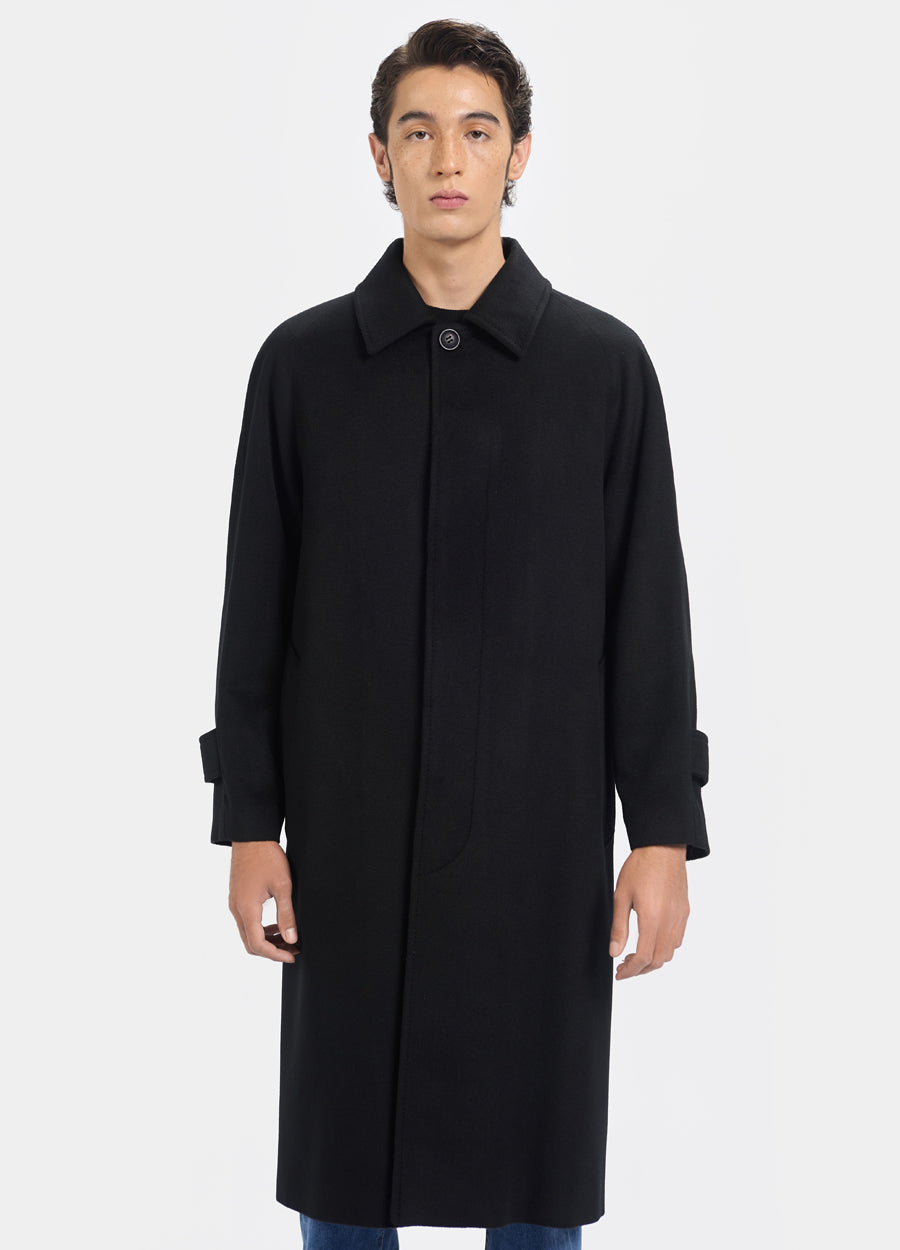 Denner men's cashmere Raglan Coat in Black, view 2