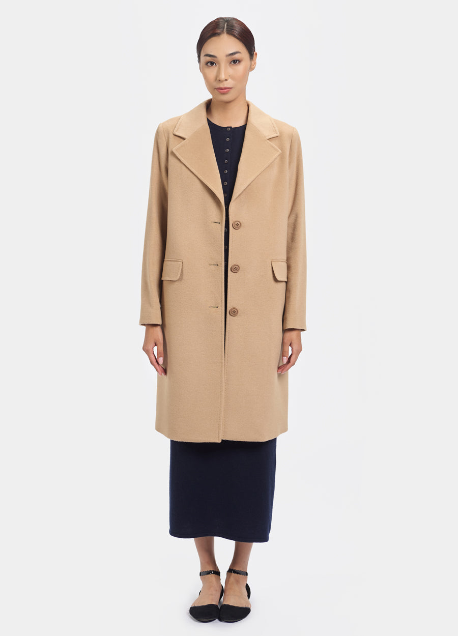 Denner women's cashmere Lapel Coat in Camel