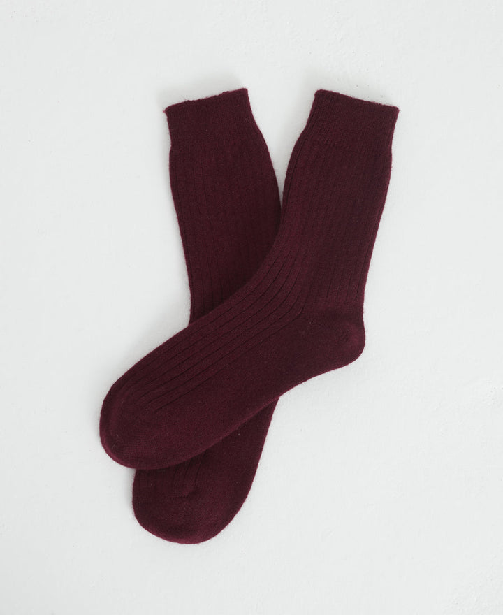 Denner cashmere Ribbed Socks in Light Pink