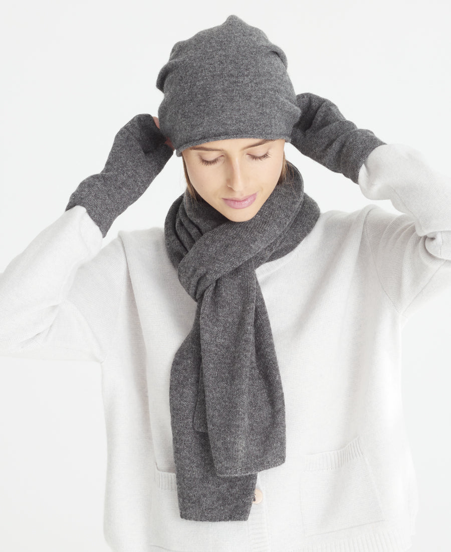Denner cashmere Knitted Hat (Classic Colours) in Derby Grey